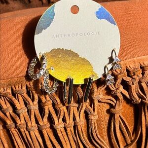 Anthropologie Gold and Silver Earrings Trio